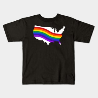 Gay Flag - America Map Kids T-Shirt